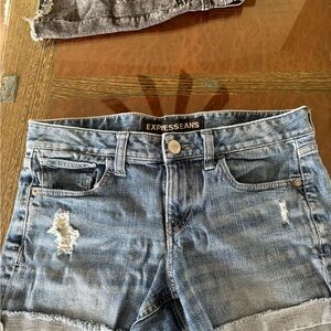 Express Jeans Distressed Denim Shorts